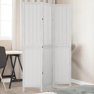 vidaXL Kamerscherm met 3 panelen massief paulowniahout wit, Huis en Inrichting, Verzenden, Nieuw