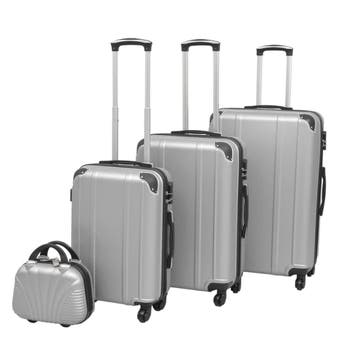 vidaXL Harde rolkoffer set zilver 4-dlg, Verzenden, Nieuw