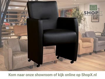 Leren eetkamerstoel Pleasure - Massif Nero (zwart) - Met, Eigentijds, Modern, Zwart, Nieuw, Leer