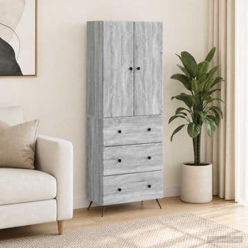 vidaXL Kastenset 2 st 66 x 34,5 x 90 cm Bewerkt hout Grijs, Verzenden, Nieuw