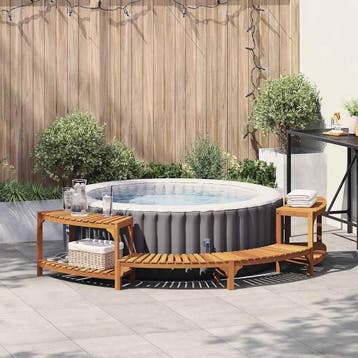 vidaXL Hottub Omgeving Half-Rond Massief Acaciahout Bruin, Verzenden, Nieuw