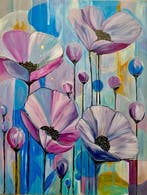 Kiri Aguilera (1982) 120 x 90 cm - Sinfonía Botánica en Azul