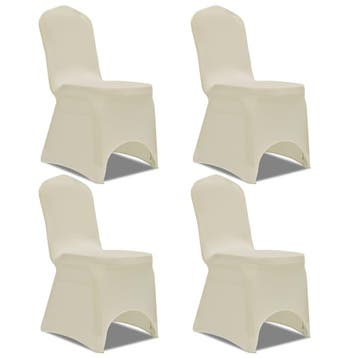 vidaXL Stoelhoes stretch 4 stuks Crèmekleurig, Tuin en Terras, Verzenden, Nieuw