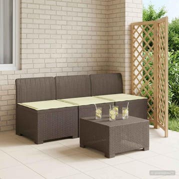 vidaXL 3-zits tuinbank met kussens in rattanlook PP, Verzenden, Nieuw