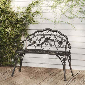 vidaXL Tuinbank 100 cm gietaluminium zwart, Tuin en Terras, Verzenden, Nieuw, Aluminium