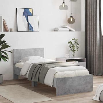 vidaXL Bedframe met hoofdbord Betongrijs 80 x 200 cm Bewerkt, Eenpersoons, Verzenden, Nieuw, Grijs