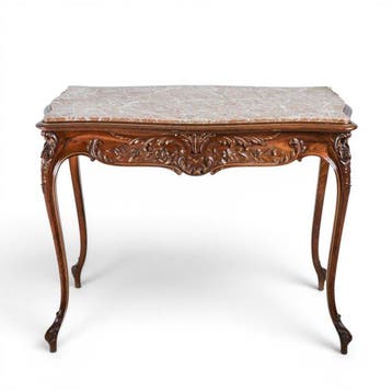 Bijzettafel - Satijnhout, Walnoot, Marmer