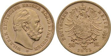 20 Mark 1873 B Pruisen Wilhelm I 1861-1888, Verzenden