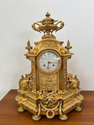 Pendule - Ch. Le Febvre Paris - - Verguld brons - 1850-1900, Antiek en Kunst, Antiek | Klokken