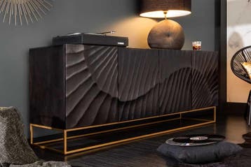 Massief dressoir SCORPION 177 cm zwart mangohout met, Ophalen of Verzenden, Nieuw