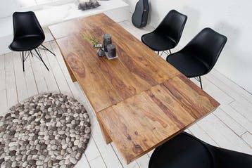 Massief houten eettafel PURE 120-200cm Sheesham met, Huis en Inrichting, Tafels | Eettafels, Ophalen of Verzenden, Nieuw