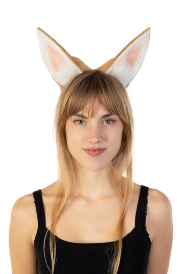 KIMU® Haarband Furry Konijnenoortjes Beige Wit Konijn Diadee, Ophalen of Verzenden, Nieuw, Carnaval, Accessoires