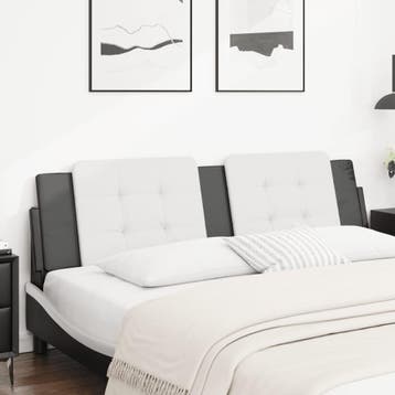 vidaXL Hoofdbordkussen Zadar 180 cm kunstleer wit en zwart, Verzenden, Nieuw, Wit, Overige materialen
