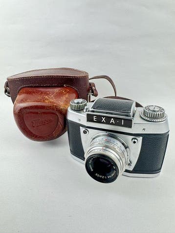 EXA I vintage camera with Trioplan lens and leather case, Nieuw