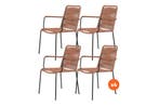 VDG Set van 4 - Denver Rope stapelbare stoel - Terracotta, Tuin en Terras, Tuinsets en Loungesets, Verzenden, Nieuw, Overige materialen