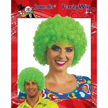 Afro pruik mini groen, Verzenden, Nieuw, Feestartikel