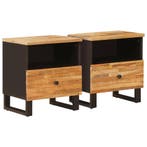 vidaXL Bed kast 2 pcs Bruin 40 x 33 x 46 cm Massief Mango, Minder dan 45 cm, Verzenden, Nieuw, Minder dan 55 cm
