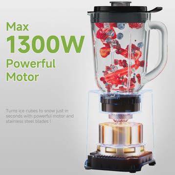 BioloMix 3-in-1 Blender: Krachtige 1300W Smoothie Maker, Gri, Verzenden, Nieuw