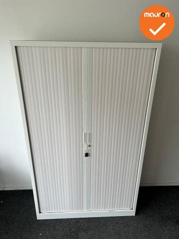 Robberechts roldeurkast - 198x120x43 - wit met witte deur..., Werkplek, Ophalen of Verzenden, Gebruikt, Kast