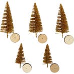 Kerstbomen, H: 40+60 mm, goud, 5 stuk/ 1 doos, Nieuw