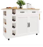 Keukeneiland met Stopcontact, Klapblad &amp; Opbergruimte Wit, Huis en Inrichting, Keuken | Keukenelementen, Verzenden, Nieuw