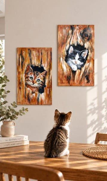 Wanddecoratie (2) - Een paar katten