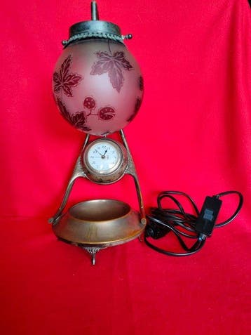 Bureaulamp - Verzilverd messing - Lamp en klok, Antiek en Kunst