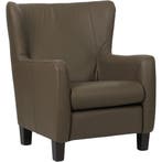 Leren fauteuil Hug - Toledo Moss (bruin/groen) - Poten hout, Huis en Inrichting, Fauteuils, Nieuw, Ophalen of Verzenden, 75 tot 100 cm