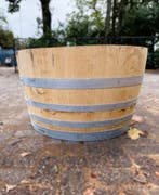 XXL Half wijnvat 400L vat - Eikenhout - Bloembak - Vijver, Rond, Ophalen of Verzenden, Zo goed als nieuw, Balkon