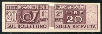 Italiaanse Republiek 1946 - Postzegels 20 lire paars,, Gestempeld
