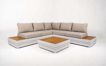 Hoek Loungeset Formentera Aluminium Teak Frost White Datho, Tuin en Terras, Verzenden, Nieuw