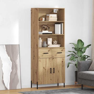 vidaXL buffetkast Artisan Eiken 69,5 x 32,5 x 180 cm Bewerkt, Minder dan 50 cm, Verzenden, Nieuw, Minder dan 100 cm