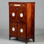 Secretaire Abattant of klepbureau met 4 biscuit panelen prac, Ophalen of Verzenden