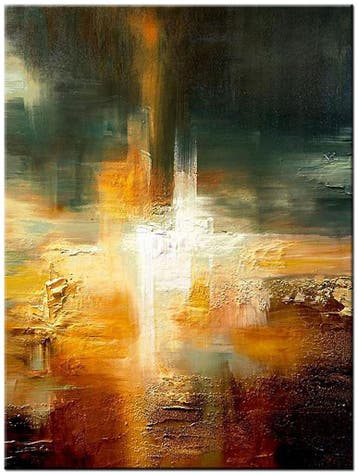 Abstract olieverf schilderij 90x120cm - Licht in de Tunnel, Ophalen of Verzenden