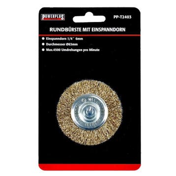 Staalborstel 63 mm op 6 mm stift met gegolfde staaldraad /, Ophalen of Verzenden, Nieuw