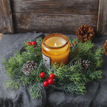 Kerst Krans met Bessen, Denneappels en Kaarsenhouder - Tafel, Verzenden, Nieuw