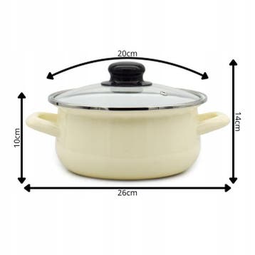 Emaille Kookpan met Glazen Deksel 2,5 Liter – 20 cm –, Huis en Inrichting, Keuken | Potten en Pannen, Ophalen of Verzenden, Nieuw