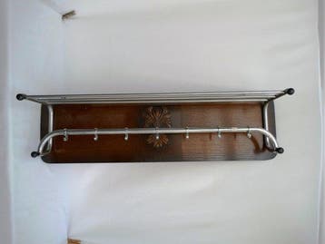 Kapstok - Met hoedenplank - Hout, Chroom, Antiek en Kunst