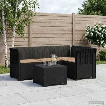 vidaXL 4-Persoons Tuinbank met Kussens Rieten Look PP, Verzenden, Nieuw