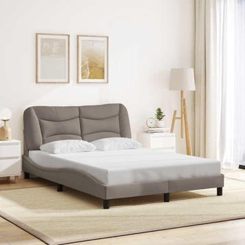 vidaXL Bedframe zonder matras Hvar 120x200 cm stof taupe, Verzenden, Nieuw, Twijfelaar, 120 cm