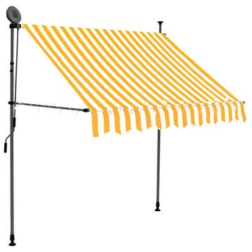 vidaXL Luifel handmatig uitschuifbaar met LED 150 cm wit en, Verzenden, Nieuw