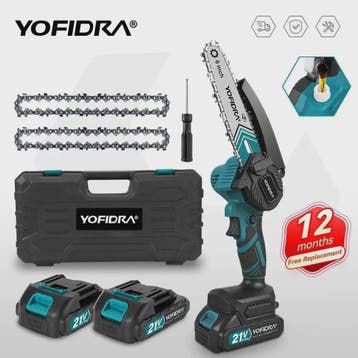 YOFIDRA 6-Inch Snoerloze Elektrische Kettingzaag - Krachtig, Verzenden, Nieuw