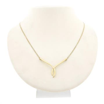 Gouden platte cardano schakelketting met vaste hanger, Ophalen of Verzenden, Gebruikt, Goud, Goud