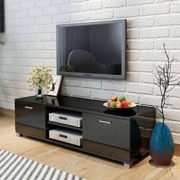 vidaXL Tv-meubel 140x40,5x35 cm hoogglans zwart, 100 tot 150 cm, Verzenden, Nieuw, Minder dan 100 cm