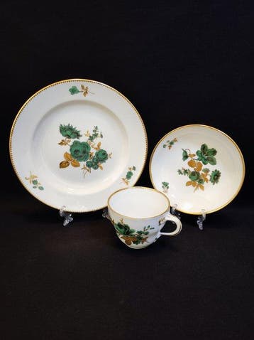 Meissen - Koffieservies (3) - 1 Kaffeegedeck Blumenmalerei