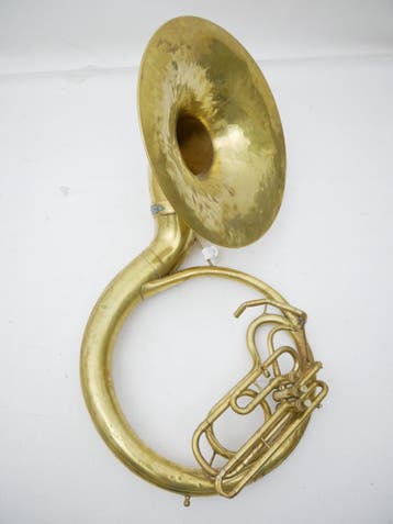 Gebruikte Sonore Es Sousafoon Raw brass Opknapper, Muziek en Instrumenten, Blaasinstrumenten | Tuba's, Ophalen of Verzenden, Gebruikt