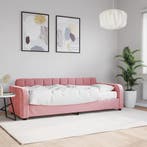 vidaXL Slaapbank met matras 80x200 cm fluweel roze, Eenpersoons, Verzenden, Nieuw, 80 cm