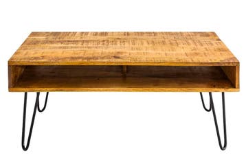 Massieve salontafel SCORPION 100cm naturel mangohouten, Ophalen of Verzenden, Nieuw