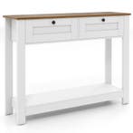 LIVSK Houten Console Tafel - 2 Lades - 2 Niveaus - Smalle Ha, Verzenden
