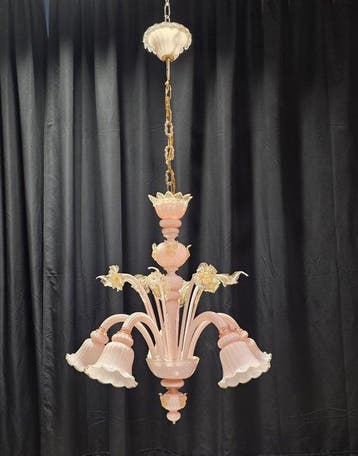 Kroonluchter - Fiordilatte - Muranoglas - 5 lampen, Antiek en Kunst, Antiek | Lampen